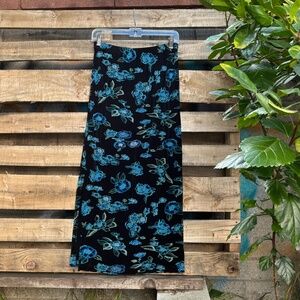 Fresh Laundry Black & Blue Floral Midi Skirt